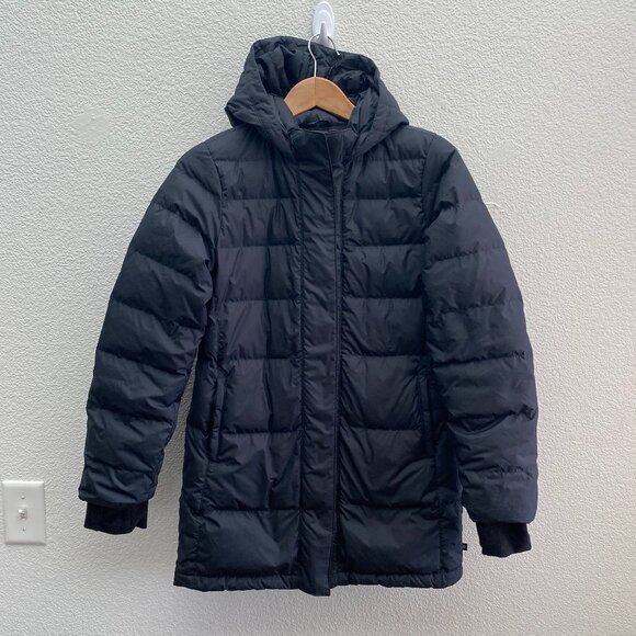 Athleta Girl Snow Day Down Jacket Goose Down 16 / XXL Black Winter Warm $168 - Picture 1 of 6